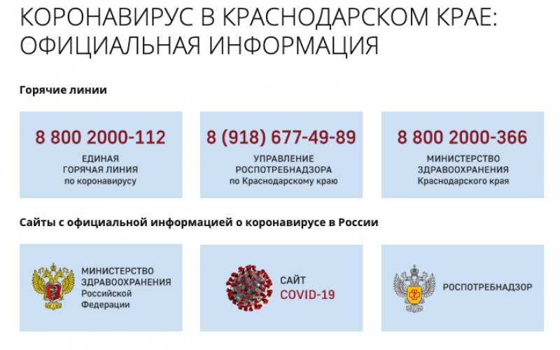 Коронавирус в Краснодарском крае: официальные сайты